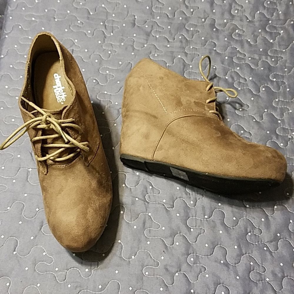 Charlotte Russe tan wedge ankle booties size 10